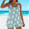 Damen Tankini Badeanzug 2-teilig Aquarell Blumenfragmente Pflanzenprint Urlaubs Badeanzüge