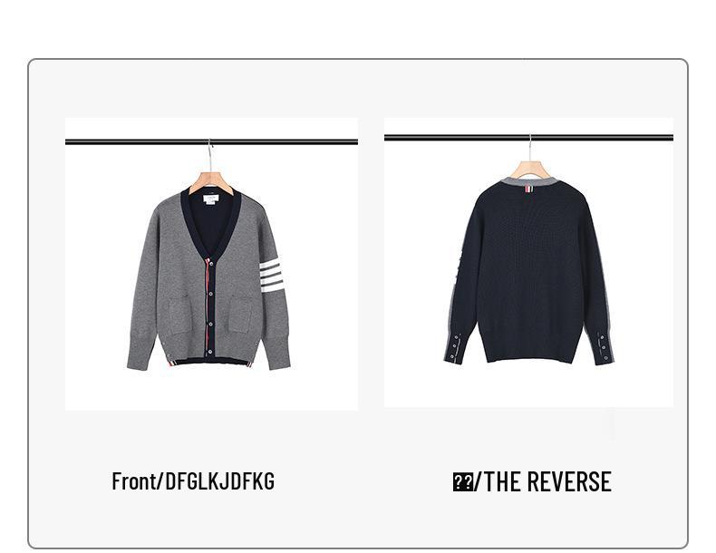 TB BROWIN2025 Autumn/Winter Colorblock Wool Sweater with Four Stripes