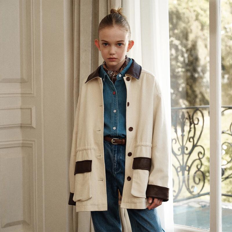 ELLE KIDS Girls  Contrast Panel Drawstring Waist Windbreaker 160