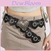 Retro Street Style Womens Pu Leather Belt With Heart Splicing And Metal Snap For Casual Fashion