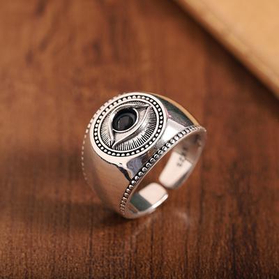 Anillo Abierto Ojo del Diablo Año Viejo 2026, Anillo Retro de Moda para Hombre