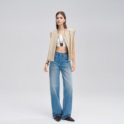 Women's High-Waist Wide-Leg Cotton Jeans