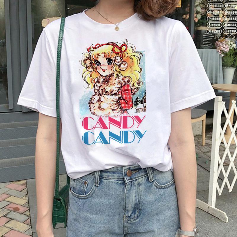 Kawaii Candy Candy Anime Summer Top Tshirt Femen Print T Shirt Grunge Anime Manga T Shirt Top Tees Graphic Aesthetic