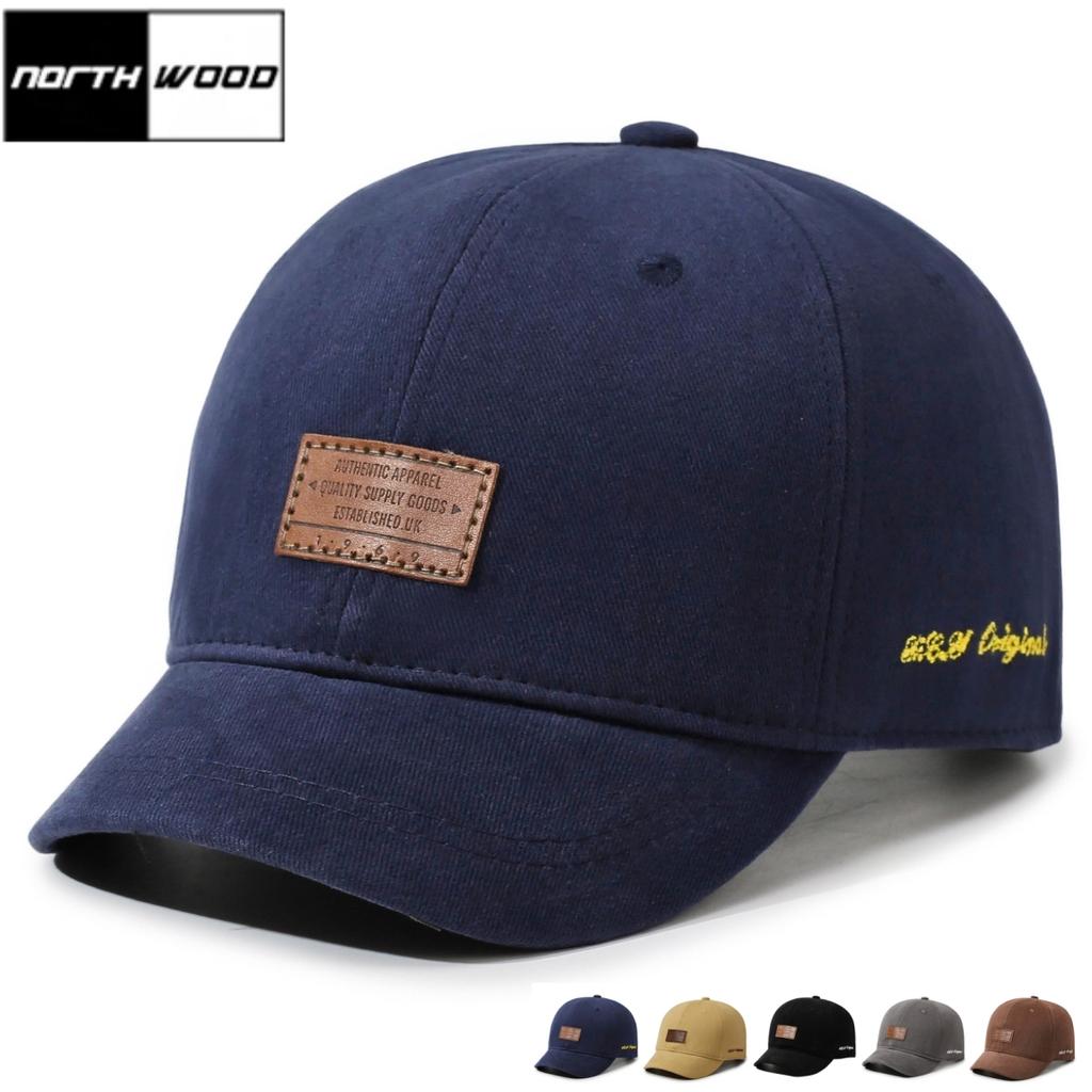 NORTHWOOD New Versatile Short Brim Baseball Cap for Men Women Retro Leather Label Peaked Cap All Seasons Casual Sun Visor Baseball Hat