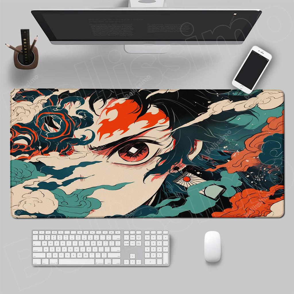 Tappetini Mouse Anime Demon Slayer Kimetsu No Yaiba Tappetino Mouse Gaming Laptops Tastiera Deskmat Accessori PC Protezione Scrivania Tappetino Gamer