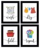 Inkdotpot 4 Piece Laundry Poster for Laundry Room Decor Wash Dry Fold Repeat , Laundry Room Posters Wall Art