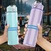 1PC Simple Horizontal Line Stripe 750ml Color Plastic Sports Water Bottle Leakproof Flip Straw Lid Suitable for Sports Office Home Use