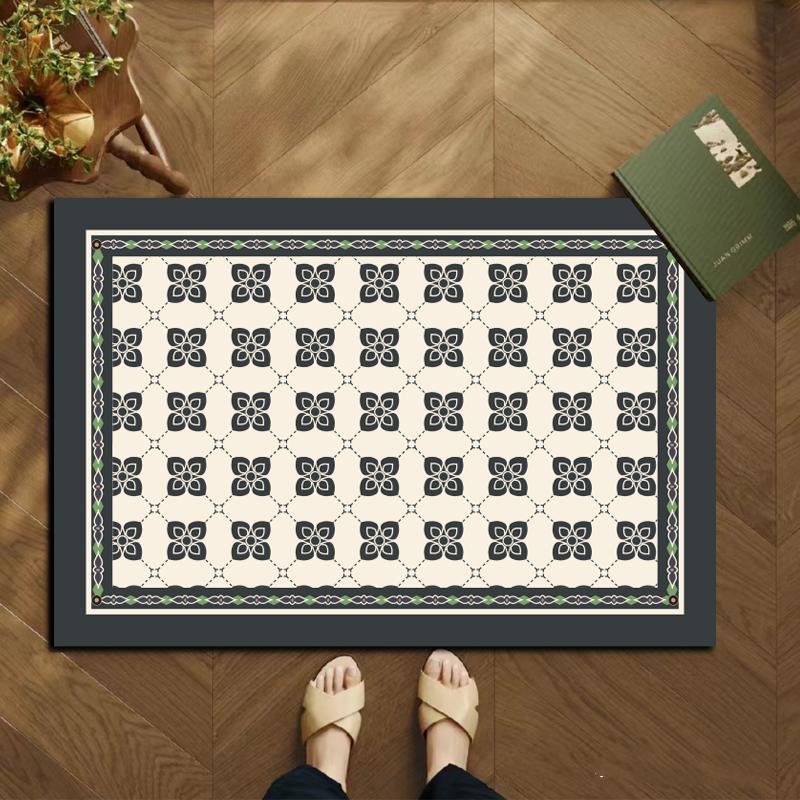 Custom Fast Water Drying Cushioned PET Friendly Bath Mat Super Absorbent Non-Slip Rubber Plaid Pattern Home Hotel Bathroom Use