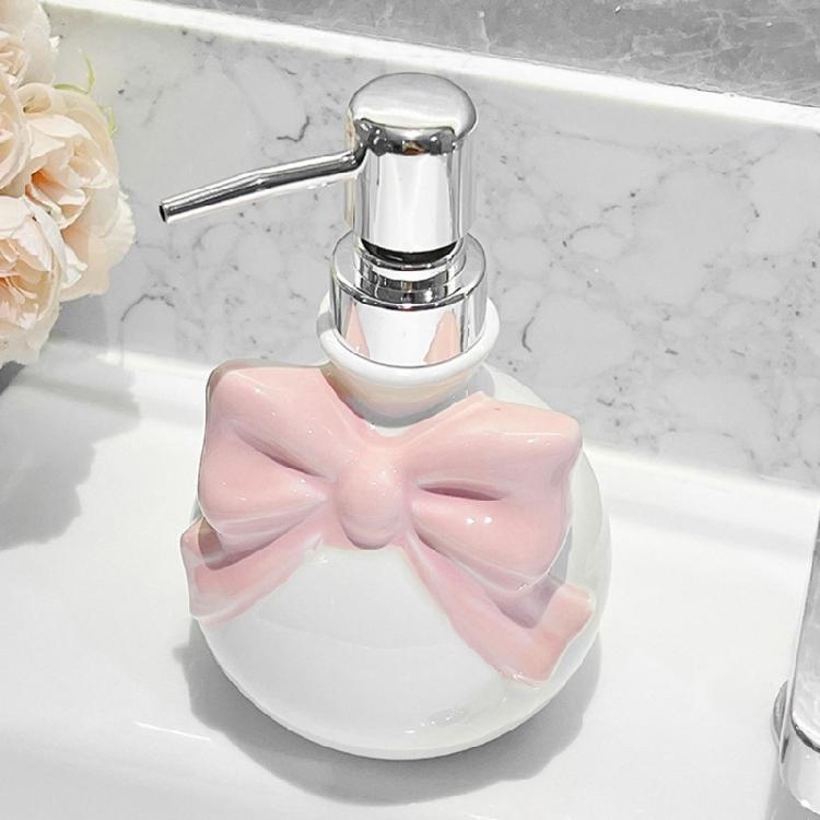Praktyczny ceramiczny dozownik łazienkowy z pompką naciskaną Dekoracyjny kokardka Organizer na mydło Butelka Niezbędny do domowego spa