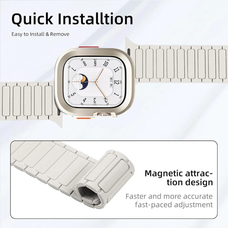 Magnetic Loop+silicone case for Apple Watch 42mm 46mm 44mm 40mm 49mm 45mm 41mm iWatch Series 11 SE 3 Ultra 3 10 9 8 7 6 5 Strap