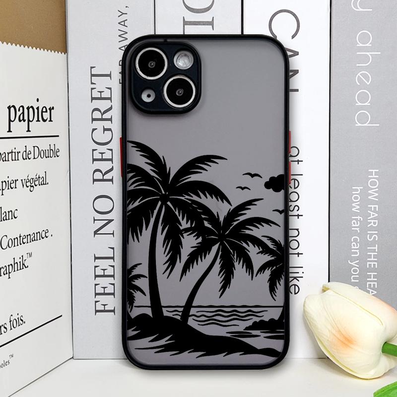 Black Coconut Palm Tree Printed Phone Case for IPhone 16 14 15 Pro Max 11 12 13 PRO MAX Mini 7 8 Plus X XS Shockproof Hard Cover