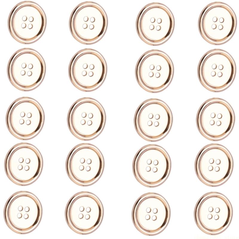 QX2E Fashionable Thin Edges Metal Button Four Eye Designs For Sewing Garments Alloy