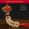 Pure Copper Chinese Lucky Knot Pendant with Five, Six, and Ten Emperor Coins - Door or Threshold Decoration.