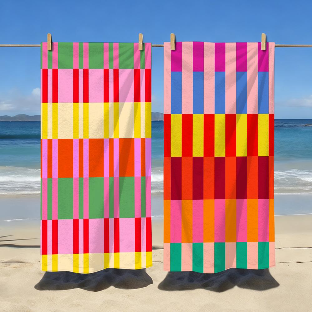 Colourful Stripes Towel Soft Pool Gift For Travel Gym Shower Camping Quick Dry Sports Large Beach Towels