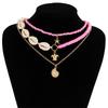 Pack of 3pcs Ocean Inspired Shell Bead Necklaces Layered Neckchain Adjustable with Unique Accents for Women And Girls