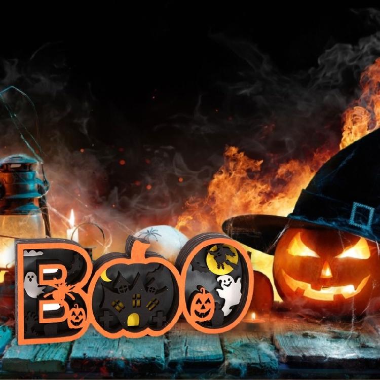 Children's Halloween Countdown Advent Calendar with LED Light for Home Decors Daily Changeable Wall Decors for Kids