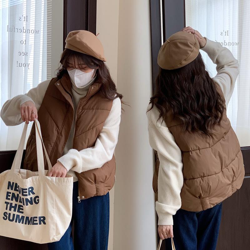 Down Cotton Vest Winter Women's New Autumn and Winter Versatile Loose Bread Jacket Outside Vest Jacket