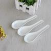 Pure White Ceramic Flat-Bottom Soup Spoons, Set of 10