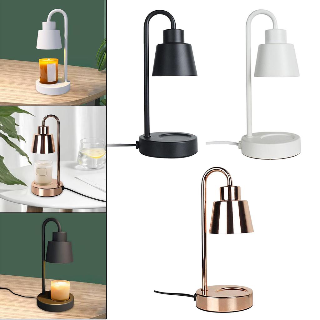 Lámpara de mesa con calentador de velas para decoración del hogar, dormitorio, color negro