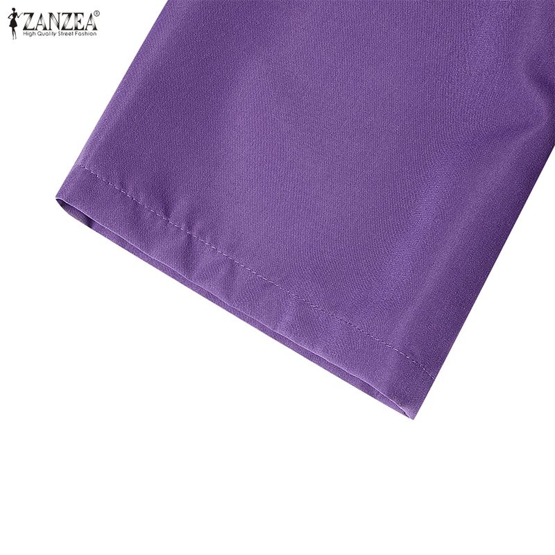 ZANZEA Lässiges, lockeres Langarmkleid mit Rundhalsausschnitt für Damen