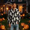 Men's Long Sleeve Button-Down Halloween Print Shirt for Casual Party Wear