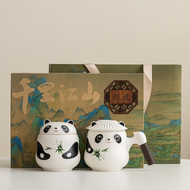 Guochao Merchandise Panda Cup Ceramic Cup Tea Coffee Cup Filter Cup Engraving Name Surname Cup