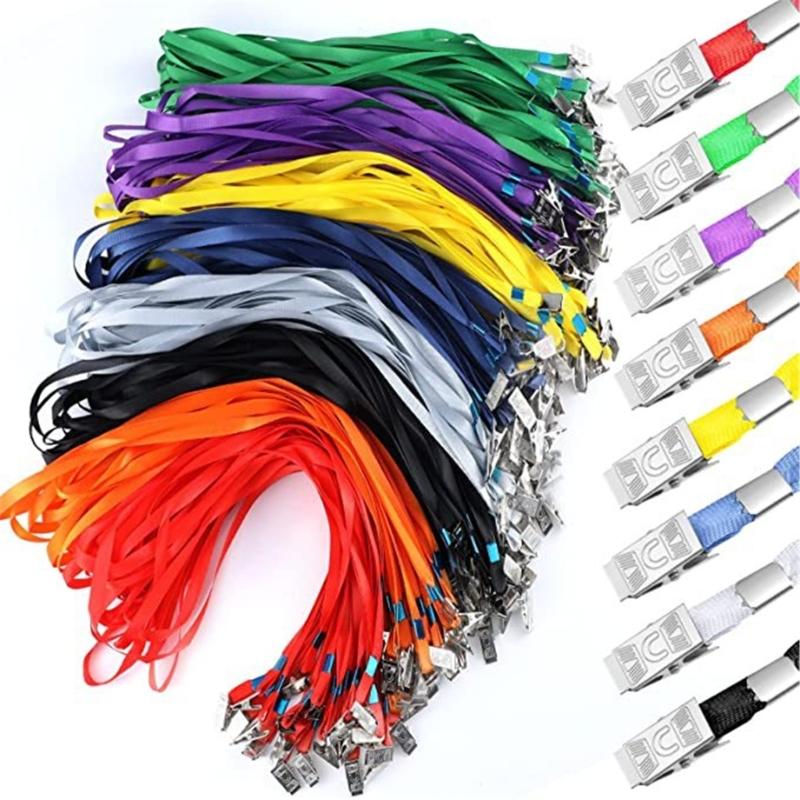 100 Pcs Lanyard with Clip Safety Lanyards Flat Neck Lanyard Neck Straps Black Lanyards for School Activity Classroom
