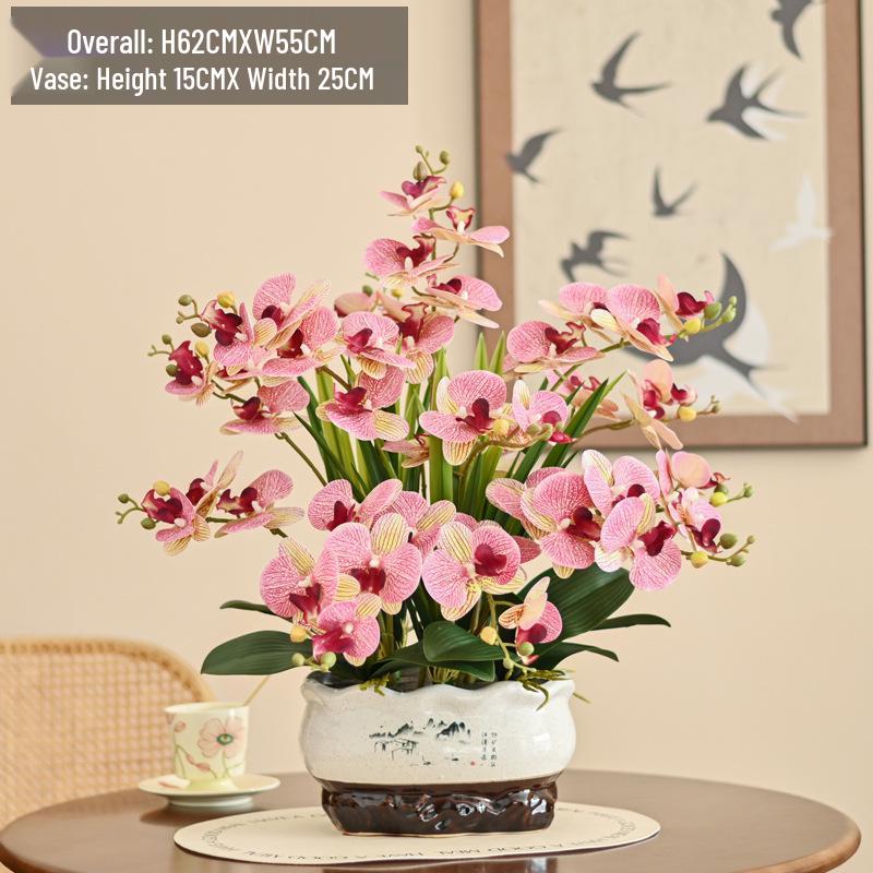 Luxury Phalaenopsis Artificial Flower Arrangement for Living Room Dining Table Decor
