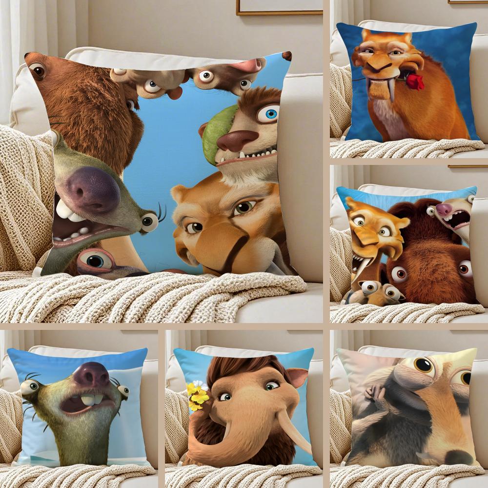 Exquisite Fashion Items Unisex Classic Animated Movie I-Ice Age Cushion Cover Pillowcase Anti-Dustmite Invisible Zipper Short Plush Sofa Cushion