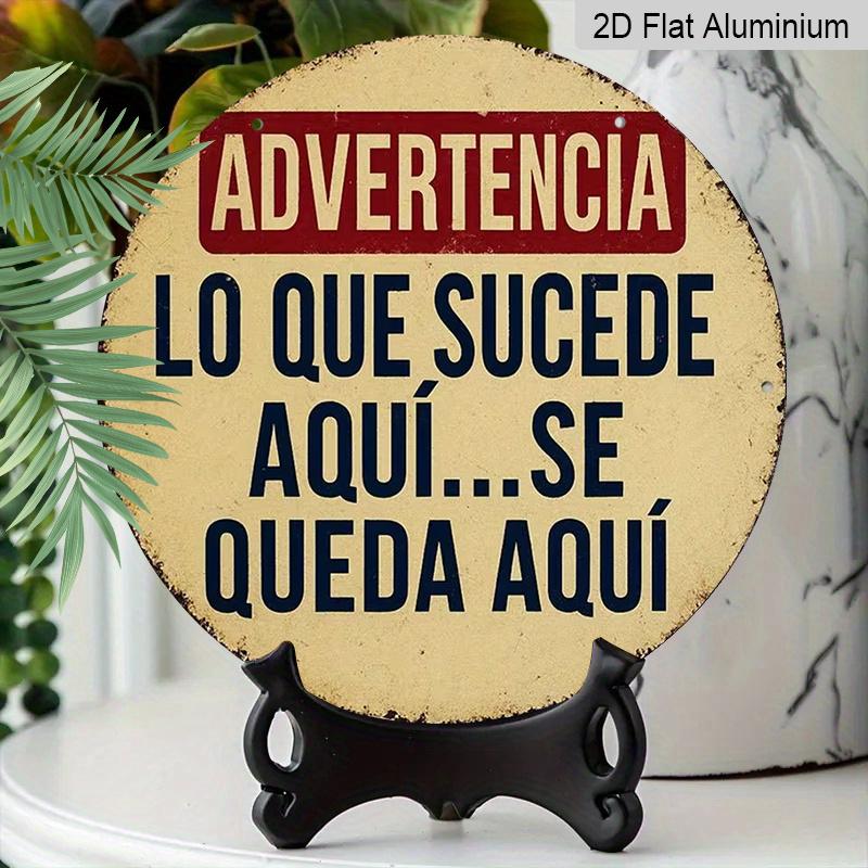 2D Flat 1pc Aluminum Decorative Piece with a Retro Spanish Warning Sign Theme 7.87 Inches × 7.87 Inches Perfect for Decorating Bars, Kitchens, Cafes