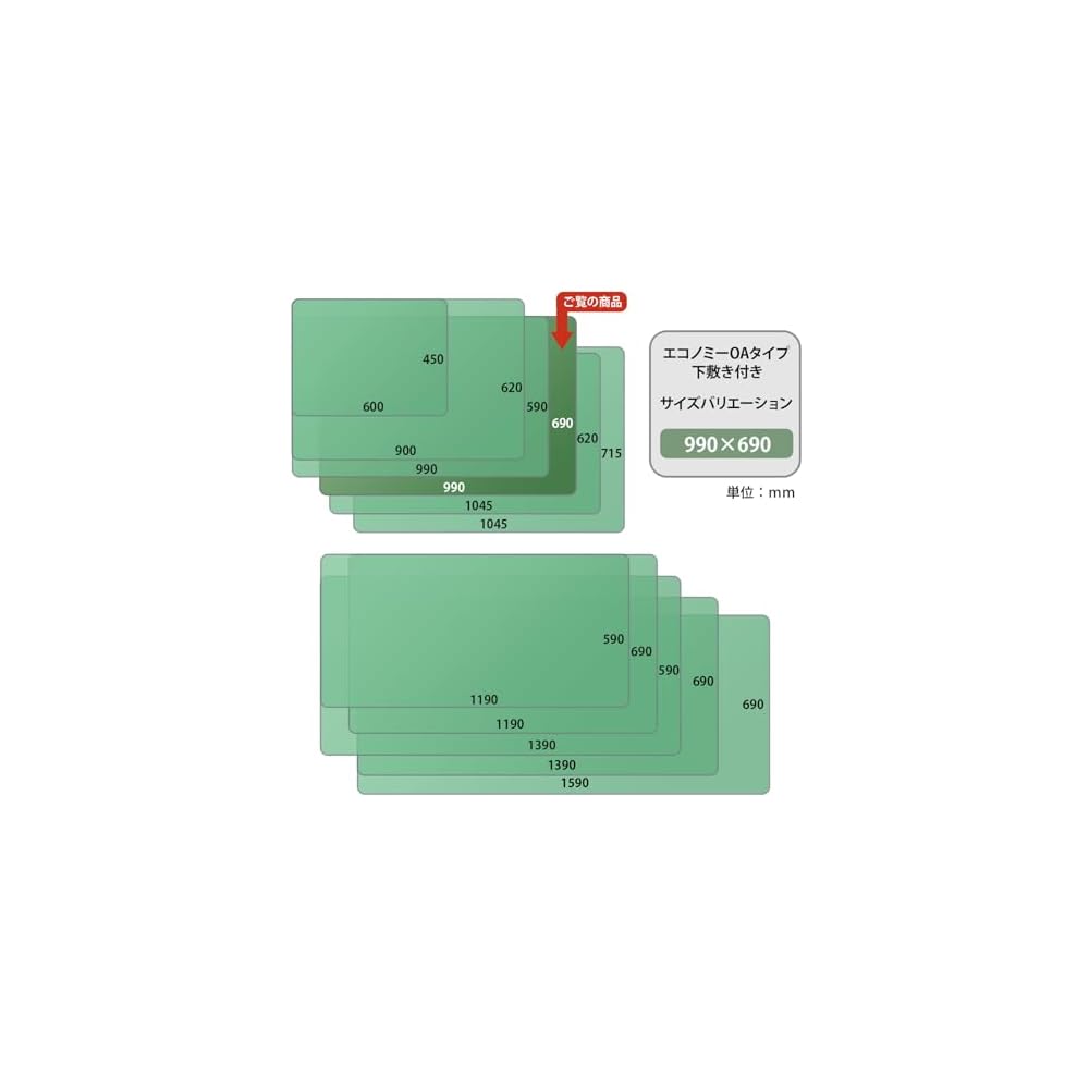 Plus Desk Mat, Mouse Compatible, with Underlay, Economy Type, Multiple Sizes, Curl-Resistant, Ink