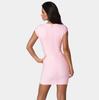 European and American Elegant Pink Valentine's Day Low-Cut Striped Bandage Dress - Sexy, Hip-Hugging Date Dress.