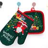 2pc/set Insulation Christmas Oven Mitts Anti-Heat Insulation Pad  Barbeque