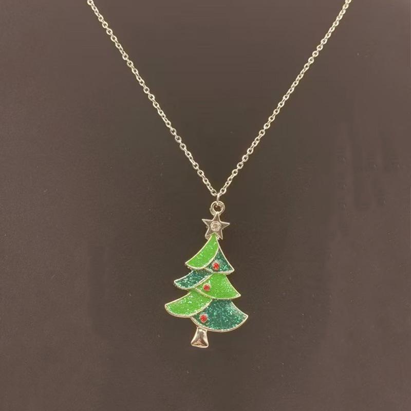 

Festive Christmas Tree Star Earrings with Red Rhinestones for Women