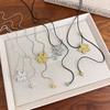 Simple Metal Flower Pendant Long Adjustable Snake Chain Rope Chains Necklace For Women Exquisite On The Neck Accessories Gift