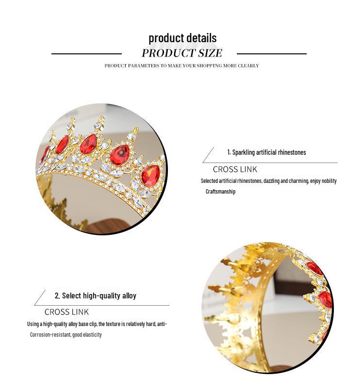 Baroque Alloy Teardrop Crown Headpiece for Bridal Photography and Coming-of-Age Celebrations