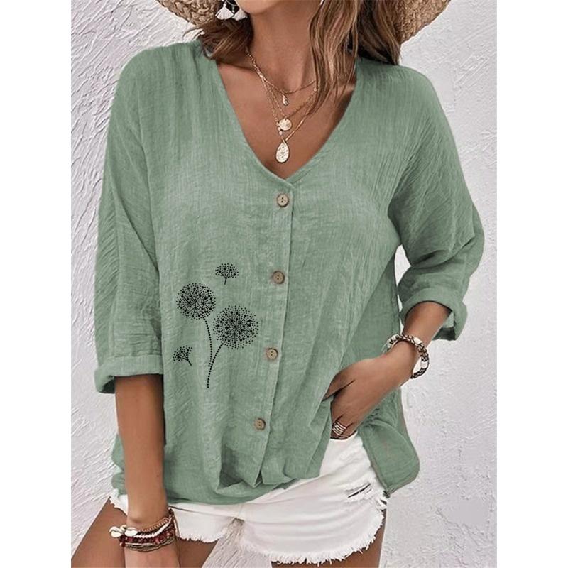 IHUASU Women's Fashion Casual Long Sleeve V-Neck Blouses & Shirts Elegant