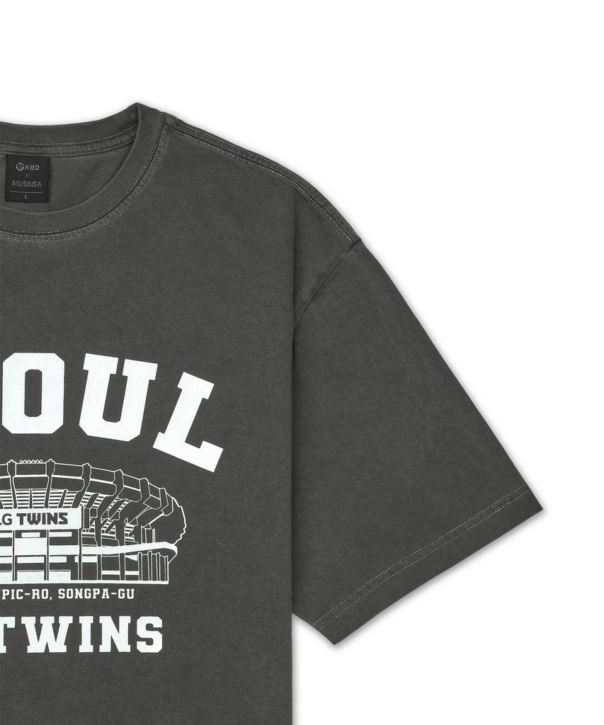 Hangugyaguwiwonhoe Mss X Kbo Ballpark Short Sleeve T-Shirt Charcoal Gray [Seoul Lg Twins]