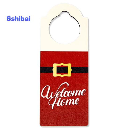 Christmas Wooden Doorknob Decoration Santa Claus Snowman Stocking Holiday Decor Door Handle Hanger Pendant Party Supplies