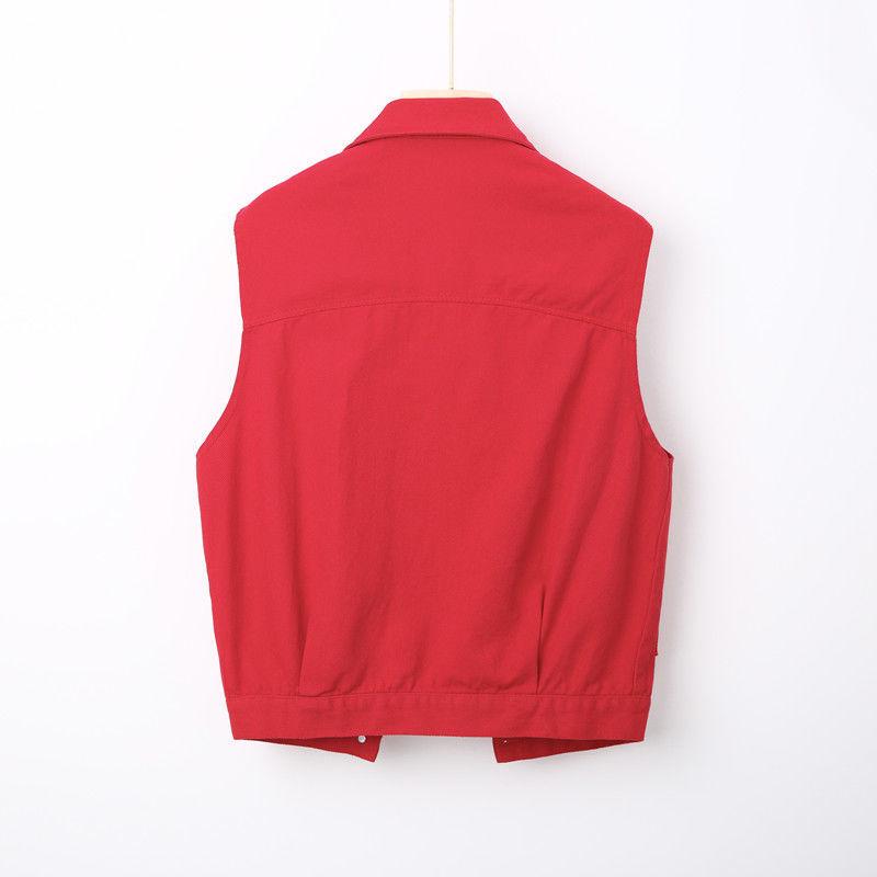 Women's Colorful Denim Vest - Trendy Spring/Autumn Jacket with Large Pockets and Slimming Fit