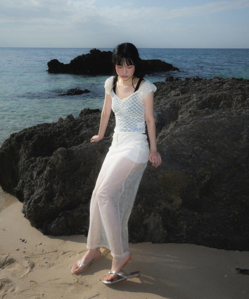ROSEFRANTZ Lace Lowrise Long Skirt [Cream]