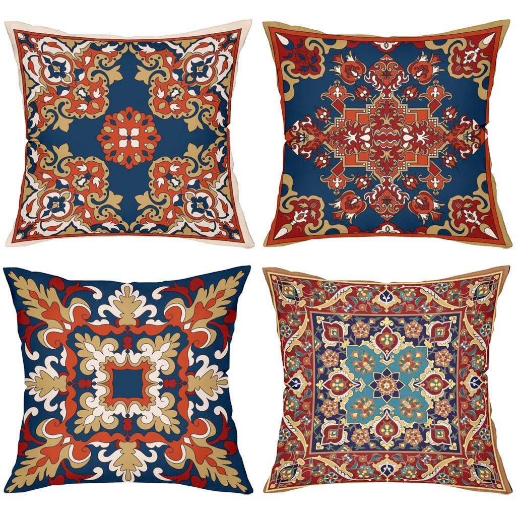 Exquisite Floral Patterned Throw Pillow Cushions Polyester Pillowcase, Sofa Decorative Cushion Cov Headboard Pillow