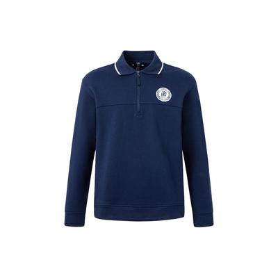 M Verbiage Sweatshirt American Vintage Letter Print Color Block Sports Casual Pullover Men Sweatshirt Navy-Blue JD1591