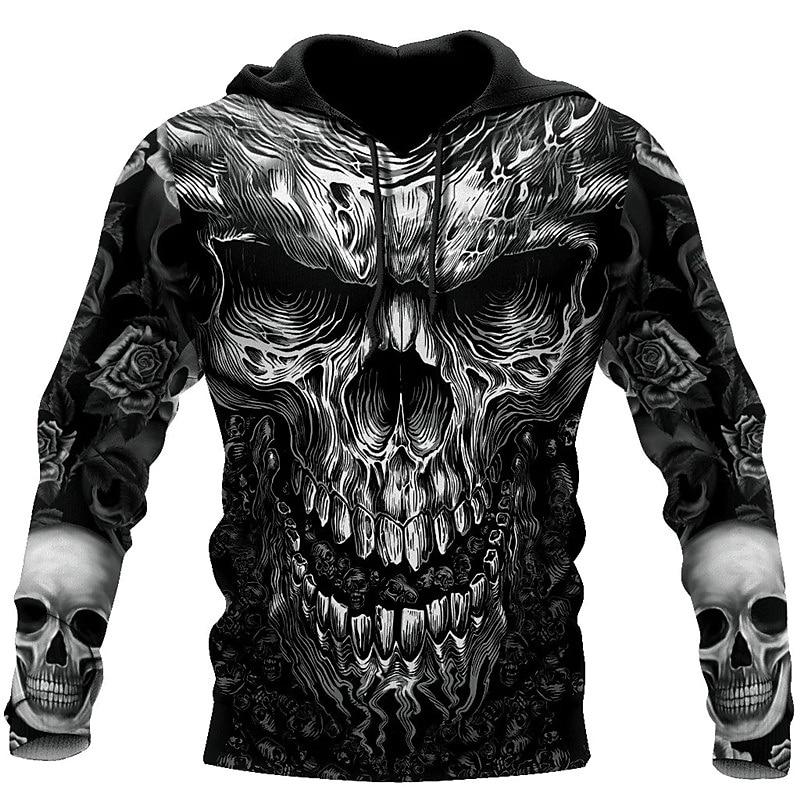 Men's Skull Graphic Prints Hoodie Hoodies Sweatshirt Streetwear Designer Long Sleeve Hooded Daily Sports 1 2 Print Spring & Fall Designer