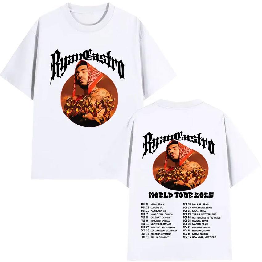 2026 New Ryan Castro Sende World Tour Merchandise Trend Highquality Harajuku Streetwear Summer Print Pure Cotton Tshirt