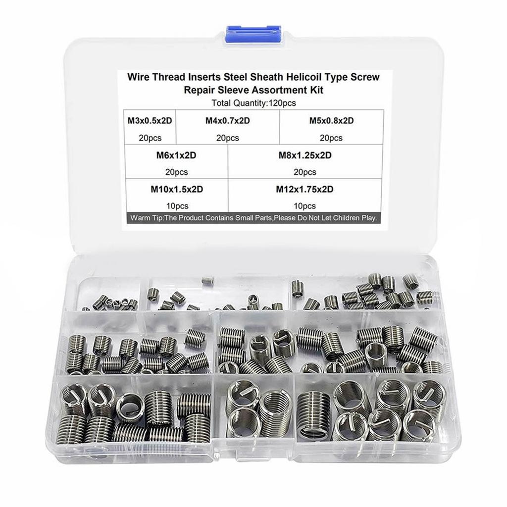 120 Pcs Insert Nut M3 M4 M5 M6 M8 M10 M12 Stainless Steel Shock Impact Resistant Threaded Insert