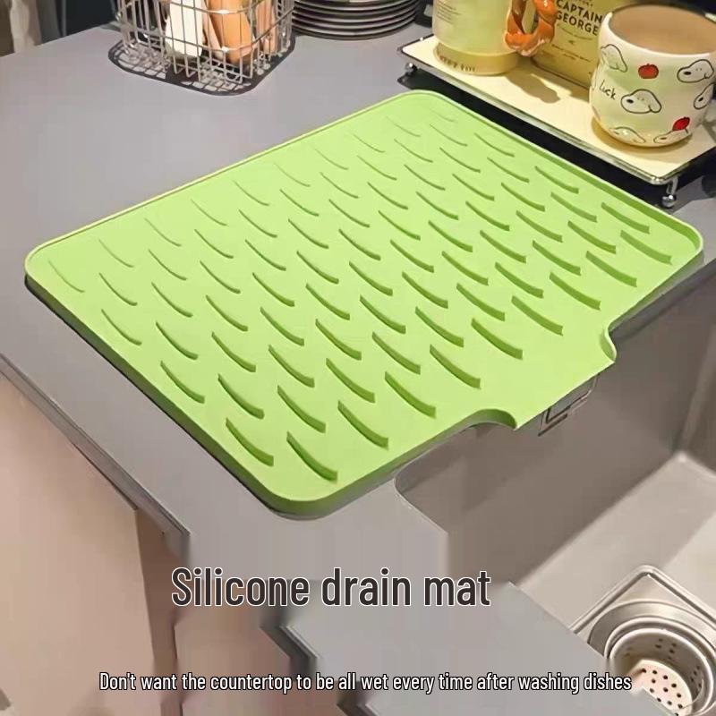 Cross-border Silicone Kitchen Mat: Waterproof, Heat-Resistant, Anti-Scald Tabletop & Draining Mat for Dishwashing and Pot Insulation