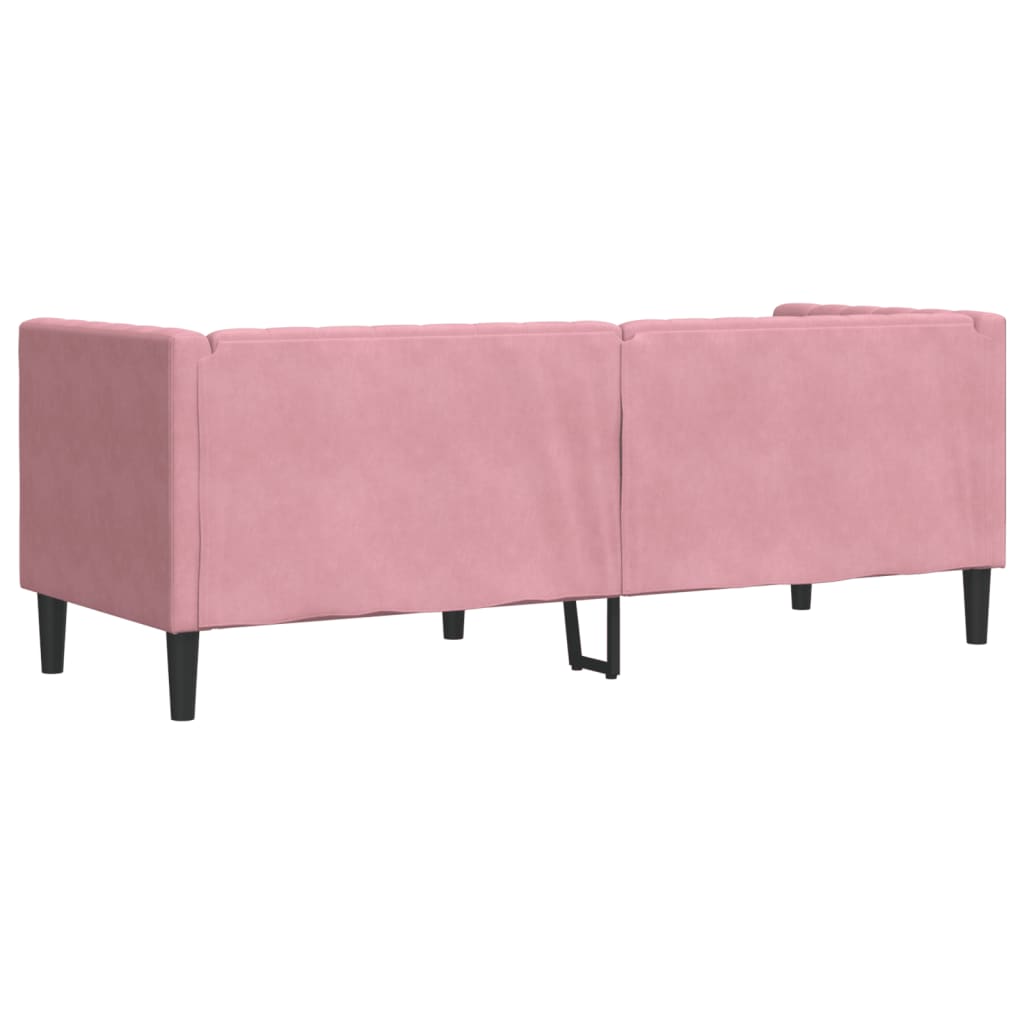 Vidaxl Chesterfield Sofa with Rollers, Three-Seater, Pink, Velvet