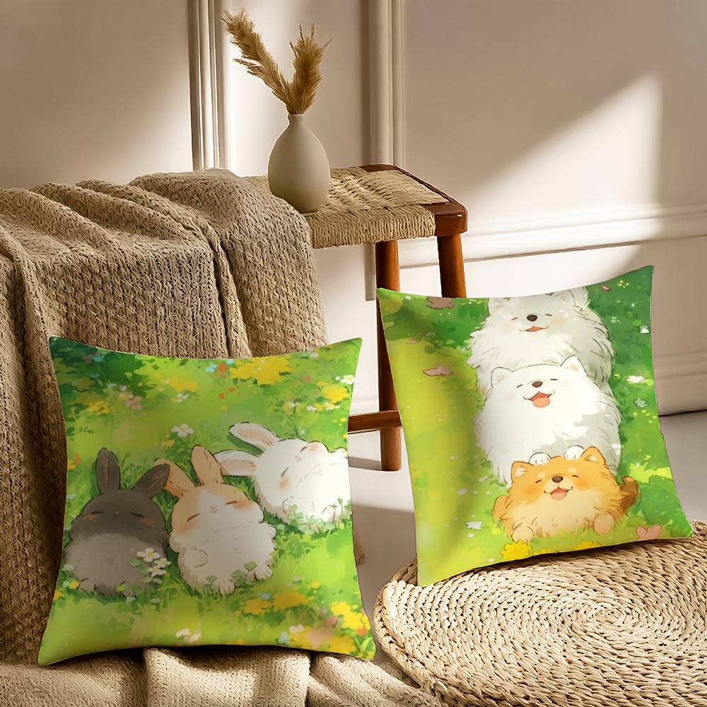 Cute Hand-Drawn Panda Cushion Cover Pillowcase Anti-Dustmite Living Room Sofa Decor Cushion Room