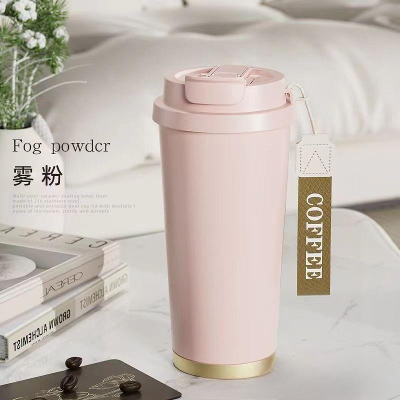 

316 Stainless Steel Vacuum Flask,High appearance value Portable Coffee Cup with Dual - drinking Design 520ml розовый